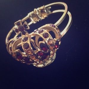 Betsey Johnson gold tone crystal crown bracelet